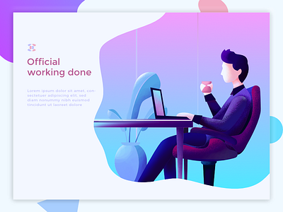 Official Working app artwork branding bread byte design design digital flat gradient color graphic illustration lettering office design texture typography ui ux vector web website work desk