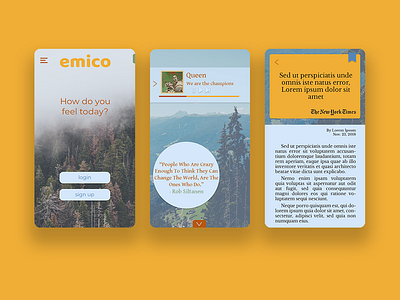 Emico - Daily motivational App app app animation app apps application app concept app dashboard branding bulgaria design icon inspire logo motivate motivational nature nature app typography ui ui ux design ui design ui designs