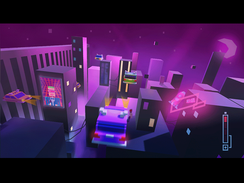 City Level concept 80s style art city concept cyberpunk dystopia flying car futuristic gameart gamedev gun indiedev minimalistic night pixelart scifiui screenshotsaturday skyscraper voxelart