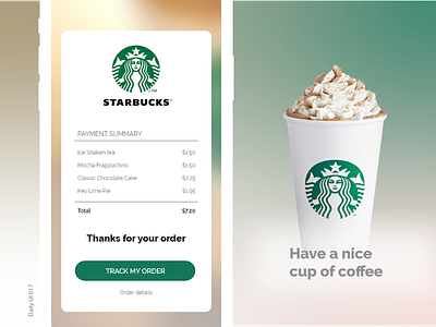 Daily UI #017 - Email Receipt 017 adobexd coffee dailyui017 dailyuichallenge design email receipt starbucks ui userinterface