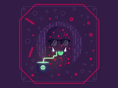 Poisonous creature green illustration monster red sunglasses toxic vector artwork