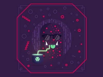 Poisonous creature green illustration monster red sunglasses toxic vector artwork