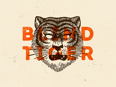 Blind Tiger illustration animal blind boston brown cream hand drawn orange overlay speakeasy texture tiger vintage