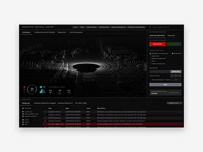 Uber Operator Control Center autonomous vehicles dashboard data center desktop desktop application monitoring operations panels realtime tool