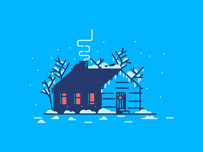 Final House christmas design graphic design house icon illustration line minimal retro simple trees villa windows