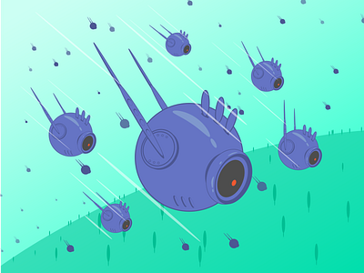 Flock Of Drones flat illustration