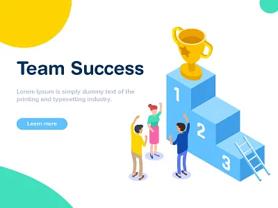 Team Success Isometric illustration 3d achievement cup design digital employee flat future illustration isometric ladder leaderboard office ranking success t2 team tech technology web page
