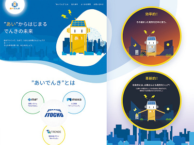 idenki.jp blue character illistration jquery responsive design website