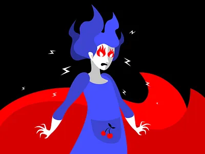 Аbout anger anger fire girl illustration sketch vector