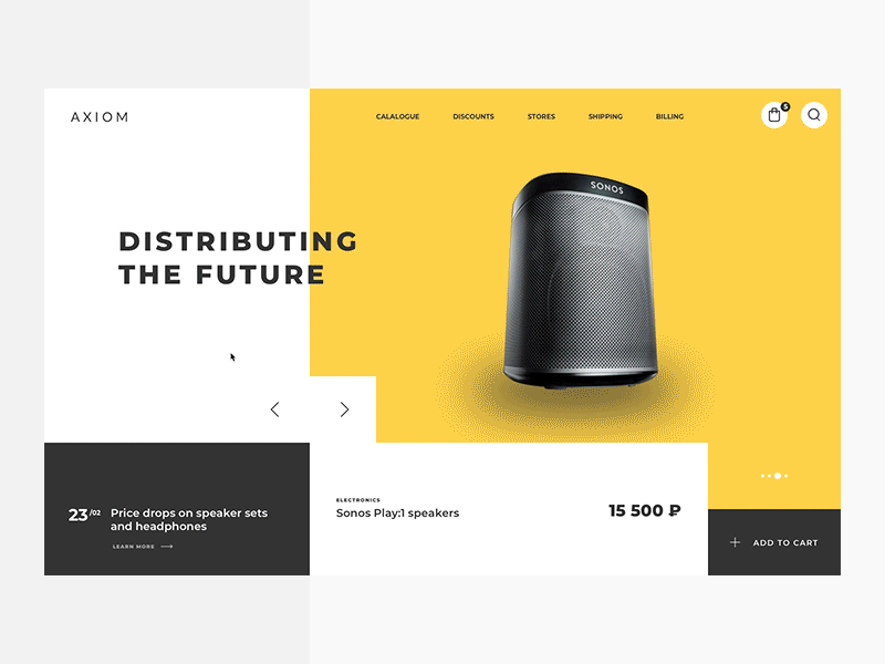 Mondrian UI animation design ecommerce eshop headphones minimal mondrianizm principle sketch typography ui