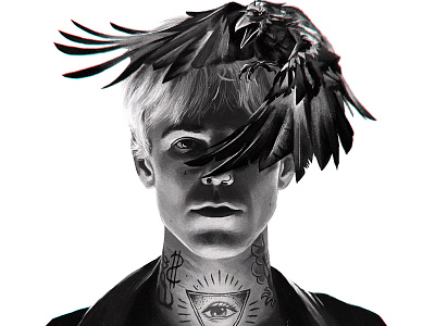 Jesse Rutherford TheNBHD black and white crow digital painting digital portrait digitalart jesse rutherford portrait the neighbourhood thenbhd