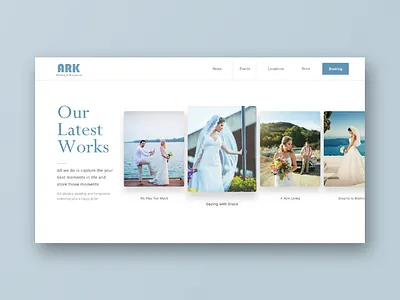 Ark Weddings and Honeymoon Portfolio Page concept design fashion landing layout portfolio ui ux web