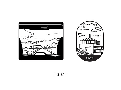 Iceland views iceland illustration line drawing