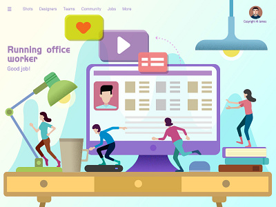 Running office worker banner design draw drawing graffiti illustration illustrations jump office people run ui ux worke