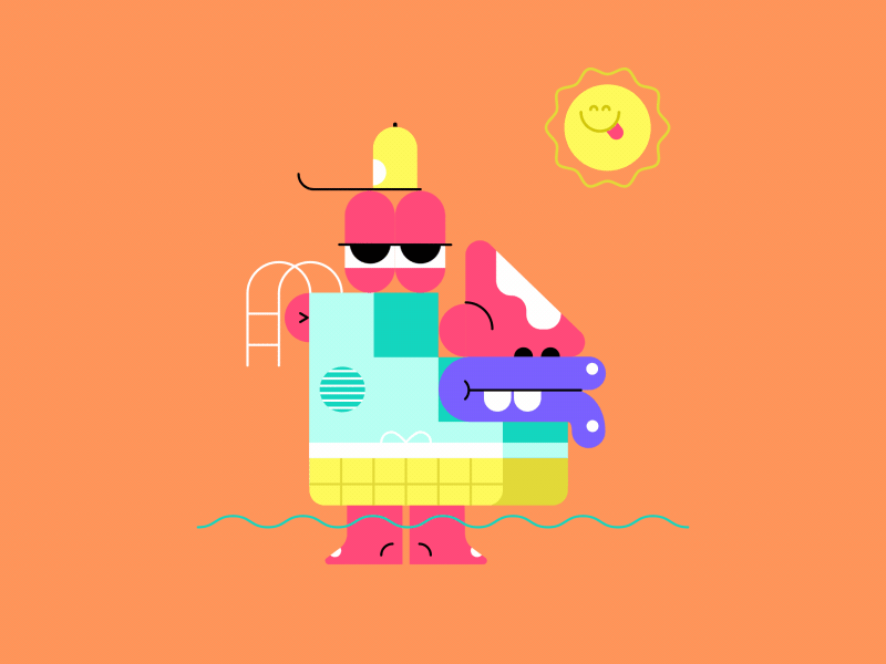 Summer animation character gif hot illustration loop summer