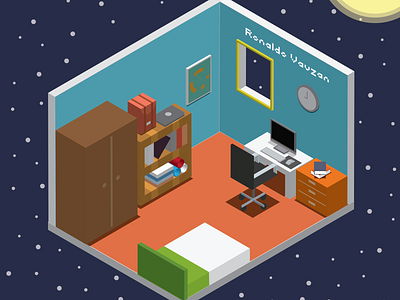 My Roommate adobe illustrator designer flat design furniture design graphic design graphic art illustration interior design isometric isometric design isometric illustration pixel pixel art room vector vector art