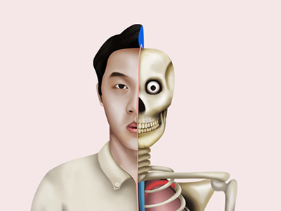 Self Portrait anatomical heart anatomy design heart human illustration organs skull