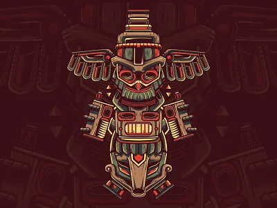 Vapor Totem artwork character custom illustration indian industry native service totem vape