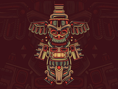 Vapor Totem artwork character custom illustration indian industry native service totem vape