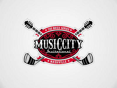 Music City Invitational logo design flat guitar logo