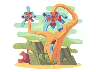 Alien Tree alien clouds digital illustration muti sky spot illustration studio muti texture tree