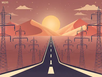 Desert road design illustration ui 插图 设计