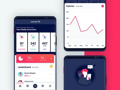 SocialFit | NativeScript app design flat nativescript ui ux vector