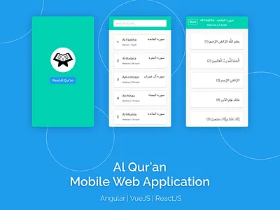 Al Qur'an Mobile Web Application with Angular, Vue angular app branding bulma design flat reactjs responsive typography ui ux vuejs