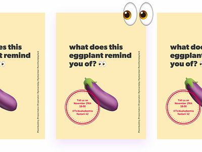🍆👀 apple badge clean eggplant emoji emoticon eyes food icon illustration ios minimal poster print retro smiley stamp typography vintage yellow