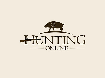 Hunting Online Logo Design animal hunting logo logo alphabet online pig wild wild life