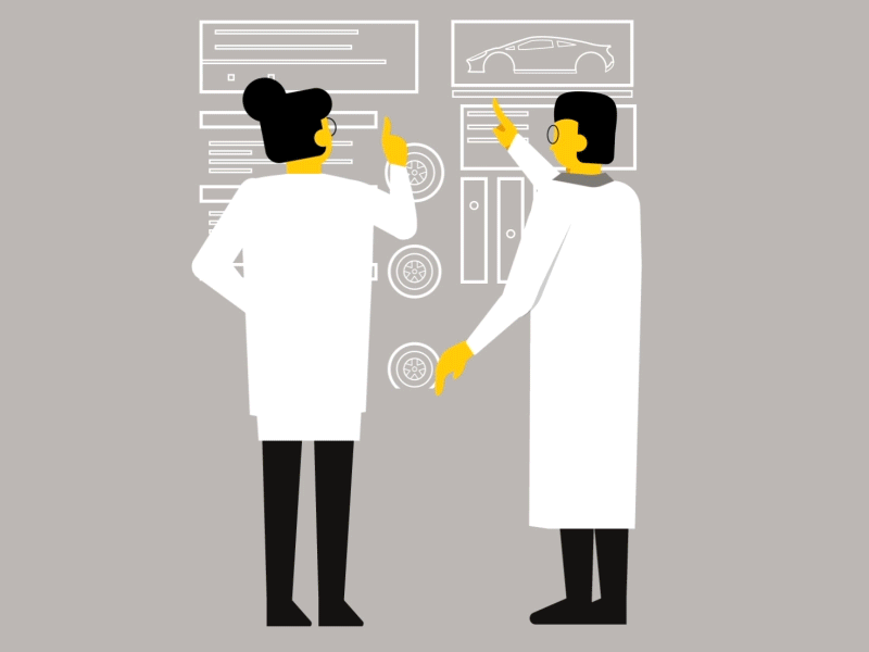 Tire process 2d animation 2d character 2d design animation car flat desig graphic design illustration motion design motion graphics researcher scientists tire