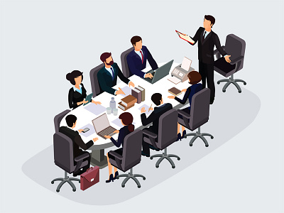 Report art business character concept design illustration illustrator infographics isometric manager meeting office people presentation report vector