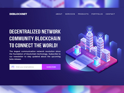 Blockchain Network Landing Page block chain blockchain design illustration isometric landing page saas saas landing page ui ux vector