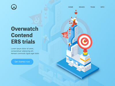 Overwatch Tower design illustration isometric ui web