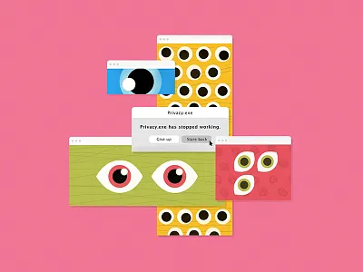 Privacy.exe bright colorful computer concept design error eyes graphic graphic design illustration illustrator looking mac mistake os retro simple texture ui vector