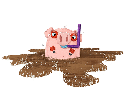 Mud Dive book illustration childrens book illustration kidlitart picture book pig