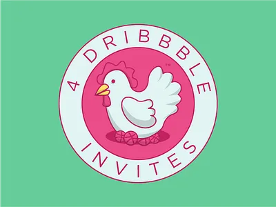 4 Dribbble Invites chicken dribbble invite invites logo