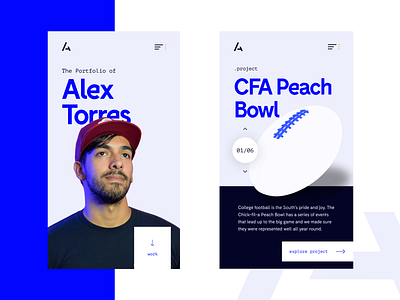 Portfolio Mobile 3d blue clean layout minimal typography ui web