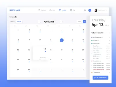 Medication Schedule dashboard design material design modern sleek ui ui design ux ux design web design