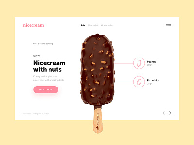 Nicecream app buy candy chocolate choice ice ice cream ice cream cone lick nuts online peanut pistachio promo shop taste ui ux web