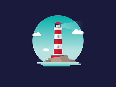 Lighthouse blue colour illustration illustrator lighthouse miniature picture red vector