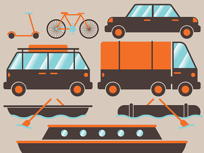 Traffic airplane bike boat car illustration scooter traffic vector