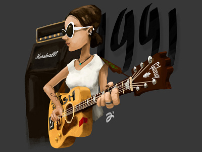 Lastsplash 1991 boho character character concept chick gibson grunge guitar illustration lastsplash marshall rock and roll rock band teenage