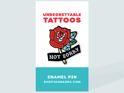 Backing Card classictattoo enamel enamelpin hand drawn illustraiton lapelpin rose soft enamel sorry sorry not sorry tattoo