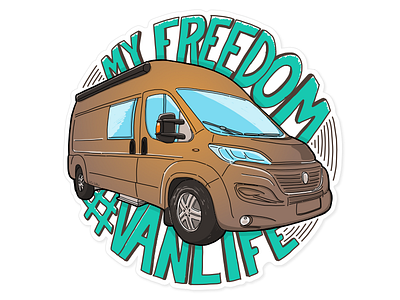 Vanlife Illustration blue brown camper camping design fiat green illustration sticker turquoise typography van vanlife vector