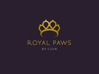 Royal Paws K9 Club Logo branding design crown logo dog gold hotel logo luxury paw print pet resort royal vector art
