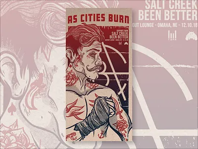 As Cities Burn gig poster illustraion screen print