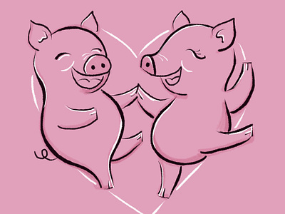 Fat & happy cute animals food fun illustration pigs