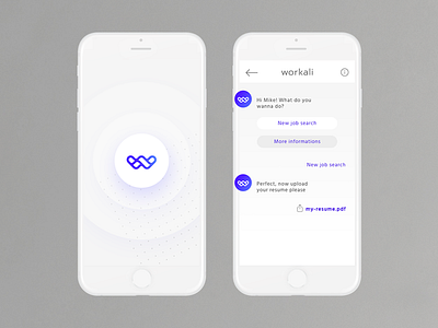 Workali - Mobile app app app concept blue design gradient icon letter minimal mobile purple shadow ui ux vector