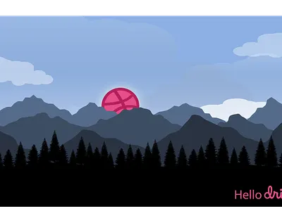 Hello Dribbble adobe illustrator hello dribbble illustration landscape